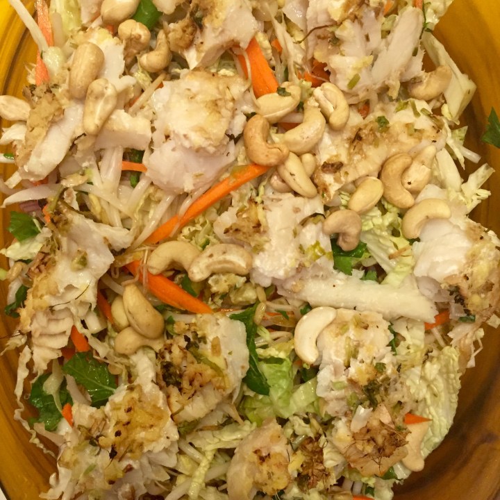 Ginger lime fish Thai cabbage salad